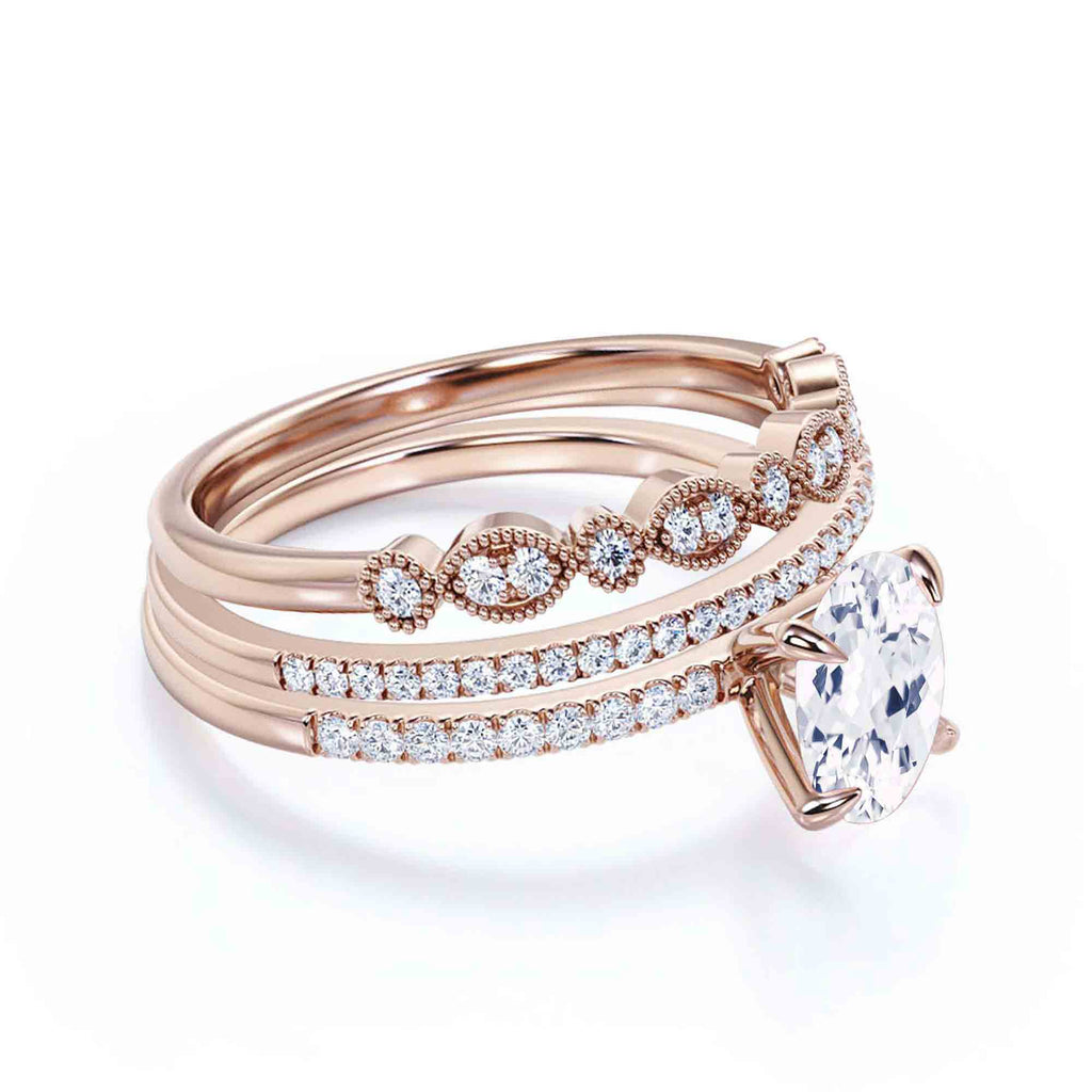 2.50 Carat Oval Diamond Moissanite Engagement Ring in 925 Sterling Silver With 18k Rose Gold Plating C17959
