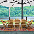 9 Piece Teak Wood Patio Dining Set with Extension Table and Folding Chairs V58195