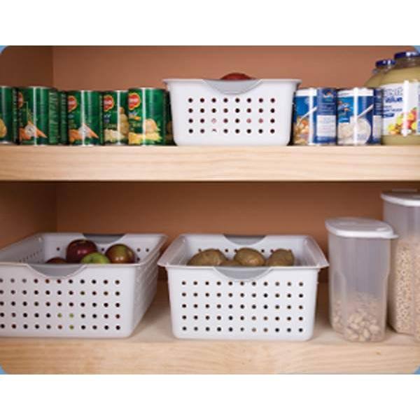 Medium Plastic Storage Organizer Basket White (72 Pack) D193