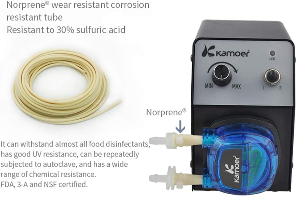 Peristaltic dosing pump 12V variable speed small water pump with pump head, Norprene tube 3.2mm×6.4mm, 40-210ml/min, with power adapter K5443
