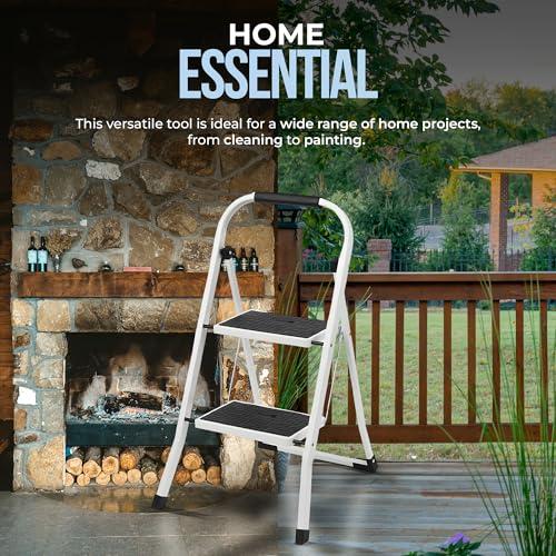 2 Step Ergonomic Foldable Step Stool 350 LBS Capacity J6011