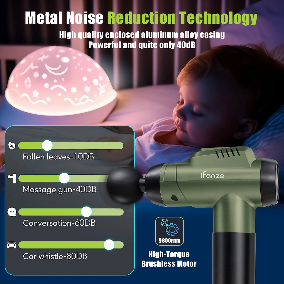 Black 99 Speeds Handheld Deep Tissue Massage Gun with 8 Replacement Heads J98396